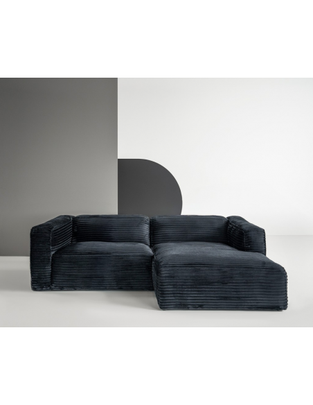 chaiselongsofa chaiselong sofa højrevendt stof sort fløjl