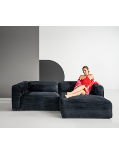 chaiselongsofa chaiselong sofa højrevendt stof sort fløjl 2