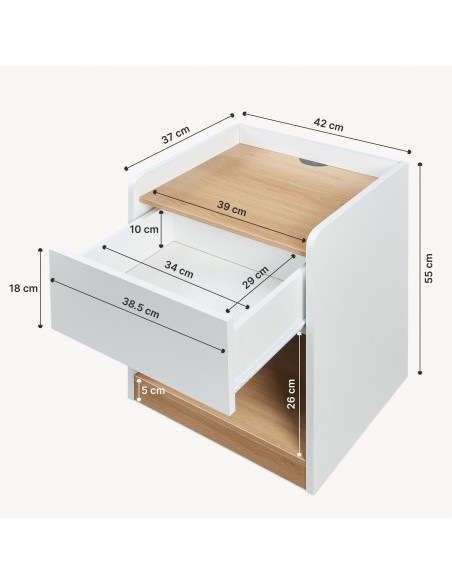 sengebord natbord træ opbevaring moderne eg