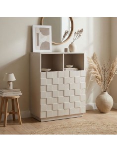 lavt vitrineskab vitrine beige træ skænk 2