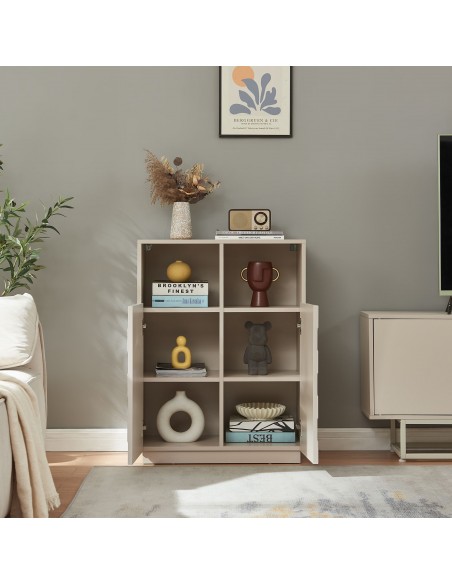 lavt vitrineskab vitrine beige træ skænk