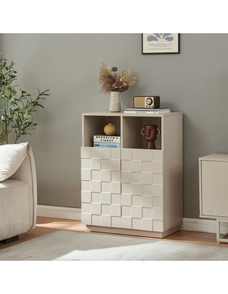 lavt vitrineskab vitrine beige træ skænk