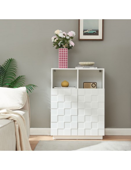 lavt vitrineskab vitrine hvid træ skænk