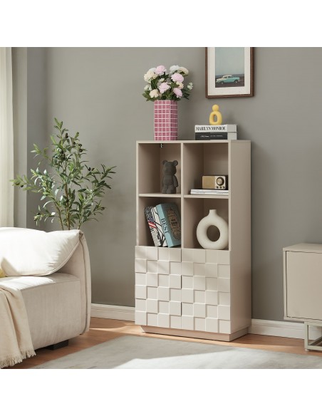 lavt vitrineskab vitrine beige træ skænk