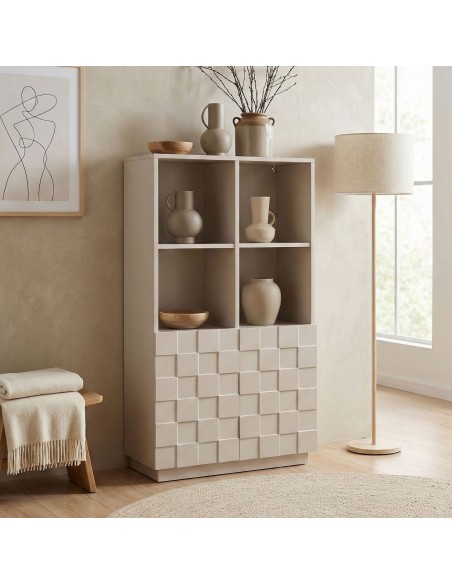 lavt vitrineskab vitrine beige træ skænk