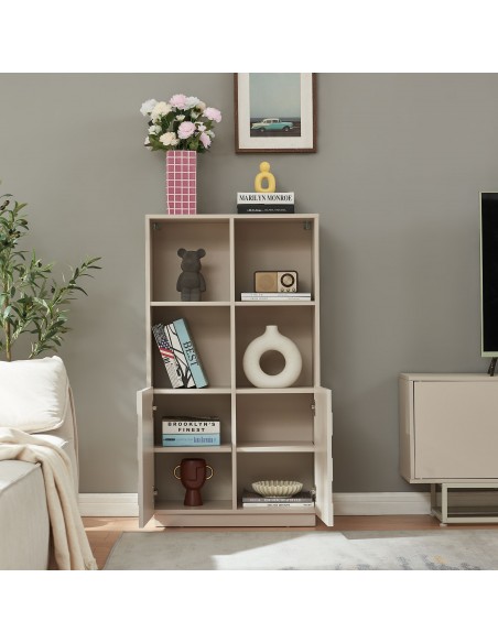 lavt vitrineskab vitrine beige træ skænk