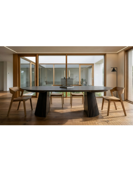 rundt spisebord med udtræk eg træ egetræ 140