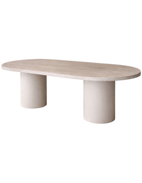 Ovalt spisebord beige travertin