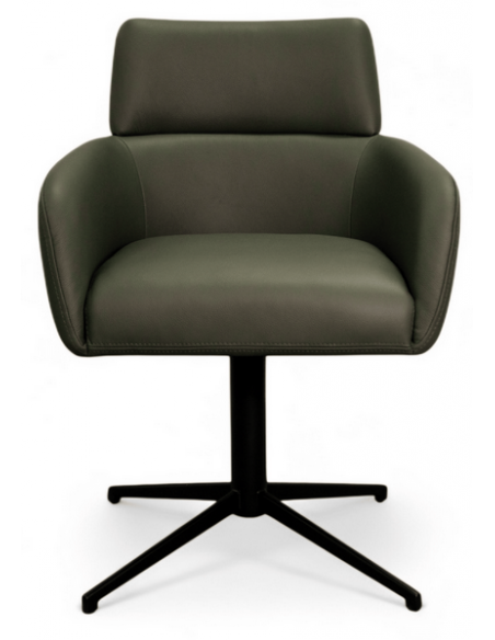 spisebordsstol med armlæn drejefod drejefunktion ægte læder design