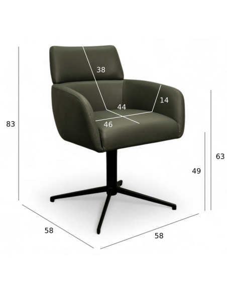 spisebordsstol med armlæn drejefod drejefunktion ægte læder design