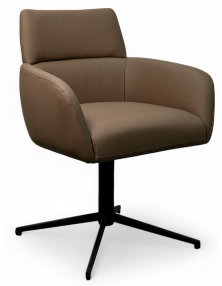 spisebordsstol med armlæn drejefod drejefunktion ægte læder design