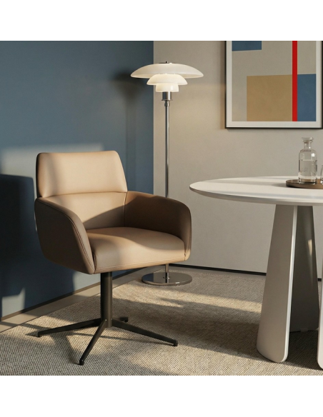 spisebordsstol med armlæn drejefod drejefunktion ægte læder design