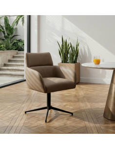 spisebordsstol med armlæn drejefod drejefunktion ægte læder design 2