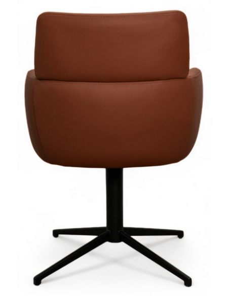 spisebordsstol med armlæn drejefod drejefunktion ægte læder design brun cognac