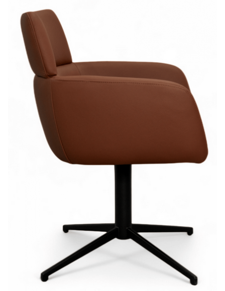 spisebordsstol med armlæn drejefod drejefunktion ægte læder design brun cognac