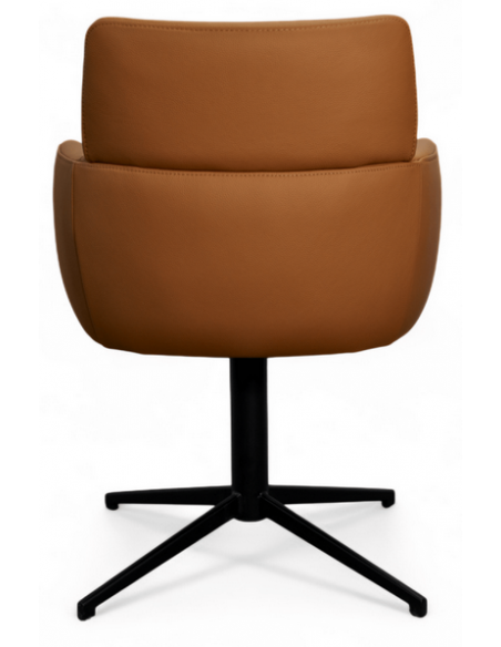 spisebordsstol med armlæn drejefod drejefunktion ægte læder design brun cognac