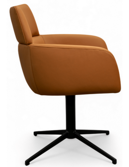 spisebordsstol med armlæn drejefod drejefunktion ægte læder design brun cognac