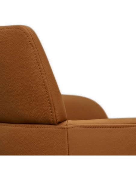 spisebordsstol med armlæn drejefod drejefunktion ægte læder design brun cognac