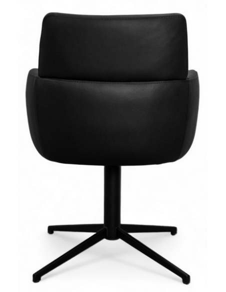 spisebordsstol med armlæn drejefod drejefunktion ægte læder design sort
