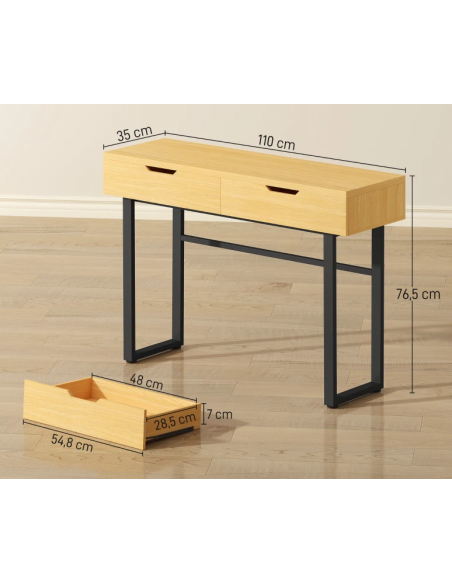 konsolbord med skuffer træ eg opbevaring entre entremøbler garderobe konsol bord