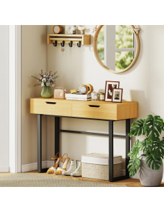 konsolbord med skuffer træ eg opbevaring entre entremøbler garderobe konsol bord 2