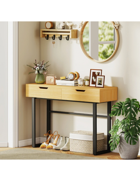 konsolbord med skuffer træ eg opbevaring entre entremøbler garderobe konsol bord