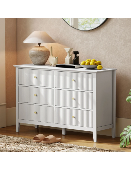 kommode indretning soveværelse skuffer træ hvid