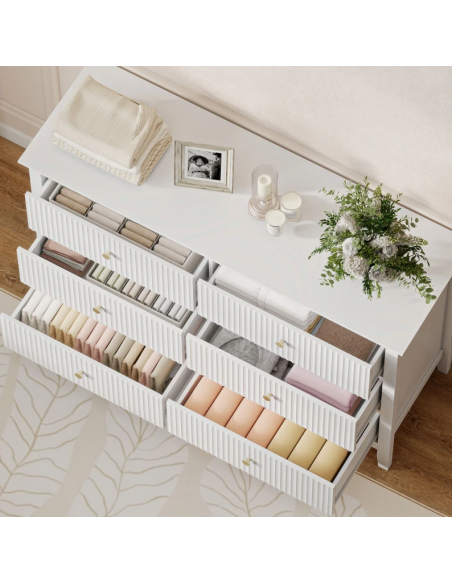 kommode indretning soveværelse skuffer træ hvid