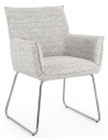 EVELYN Spisebordsstol med armlæn i stål og polyester H88 cm - Krom/Isgrå
