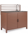 ARIA Udekøkken med vask i aluminium og keramisk sten H125 x B120 x D62 cm - Terracotta/Stengrå