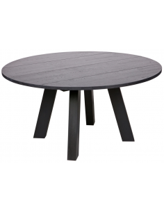 Spisebord rundt eg egetræ træ massivt moderne design 150 sort