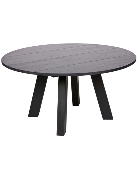 Spisebord rundt eg egetræ træ massivt moderne design 150 sort