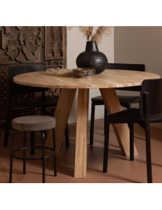 Spisebord rundt eg egetræ træ massivt rustikt design 2