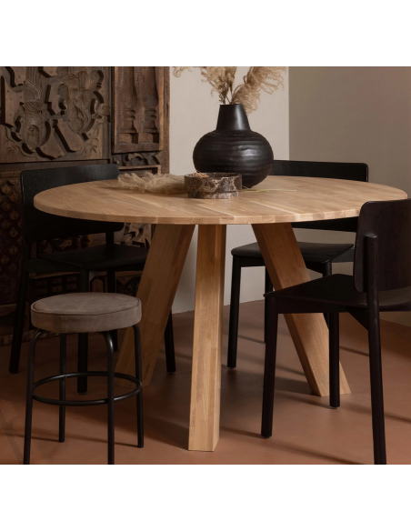 Spisebord rundt eg egetræ træ massivt rustikt design