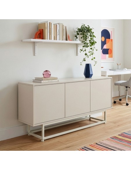 skænk træ eg sideboard opbevaring stuemøbler smal lav beige