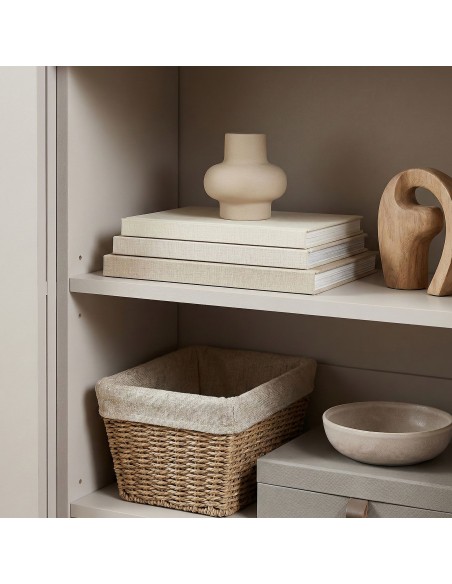 skænk træ eg sideboard opbevaring stuemøbler smal lav beige