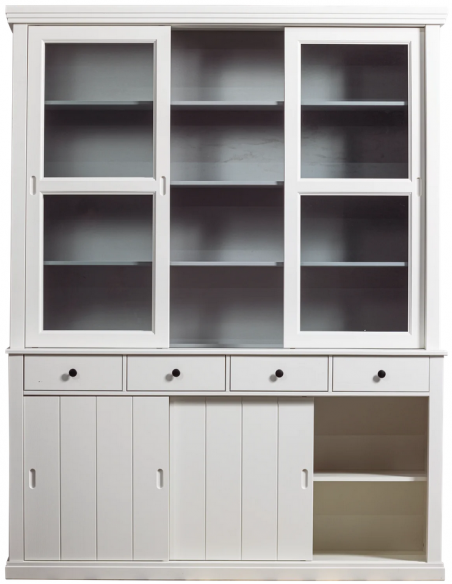 vitrine vitrineskab skab køkkenskab køkken opbevaring træ rustikt design hvidt