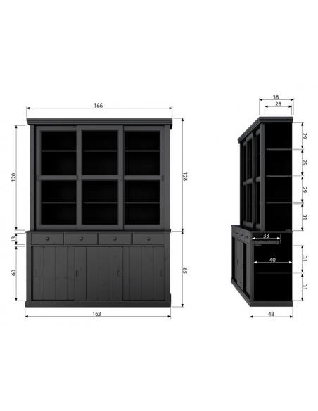 vitrine vitrineskab skab køkkenskab køkken opbevaring træ rustikt design sort