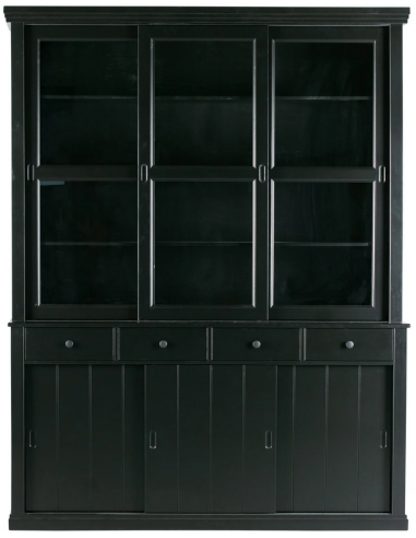 vitrine vitrineskab skab køkkenskab køkken opbevaring træ rustikt design sort