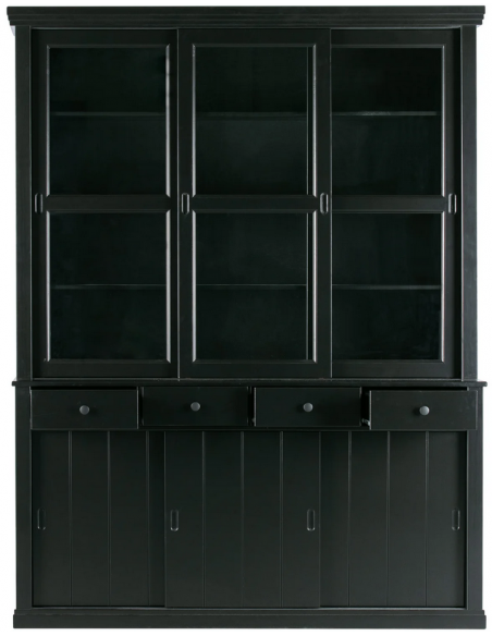 vitrine vitrineskab skab køkkenskab køkken opbevaring træ rustikt design sort