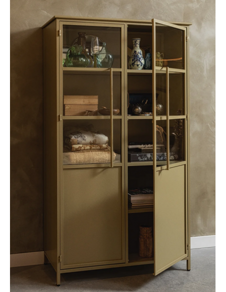 vitrine vitrineskab skab køkkenskab køkken opbevaring træ industrielt fabriks design