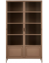 RONJA Vitrineskab i metal og glas H189 x B110 x D43 cm - Industrielt militærbrun