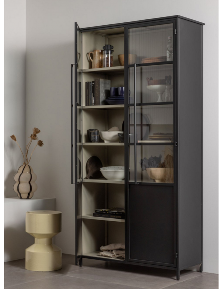 vitrine vitrineskab skab køkkenskab køkken opbevaring træ industrielt fabriks design