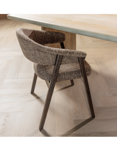 Spisebordsstol armlæn træ eg egetræ moderne design stof spisebord