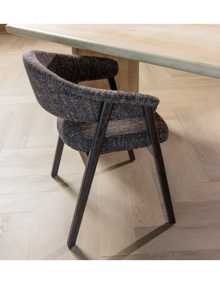 Spisebordsstol armlæn træ eg egetræ moderne design stof spisebord