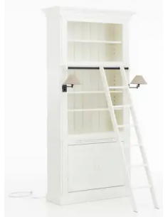 vitrineskab vitrine skab lys lamper belysning design træ hvid stige