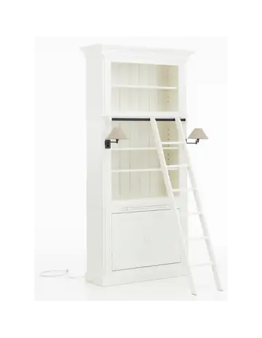 vitrineskab vitrine skab lys lamper belysning design træ hvid stige