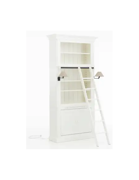 vitrineskab vitrine skab lys lamper belysning design træ hvid stige