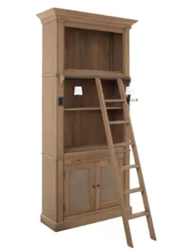 vitrineskab vitrine skab lys lamper belysning design træ eg egetræ stige