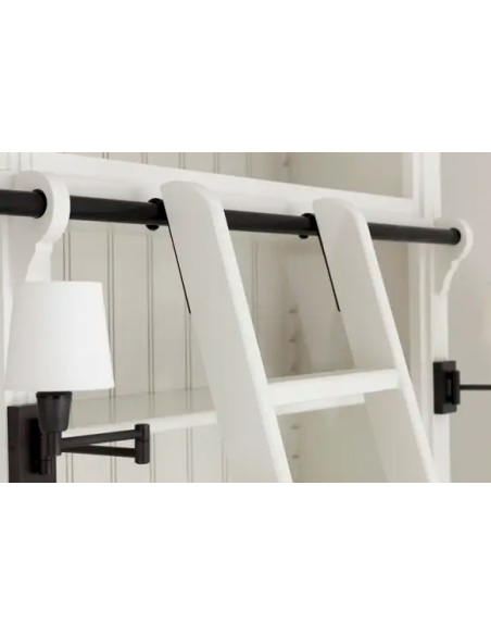 vitrineskab vitrine skab lys lamper belysning design træ hvid stige